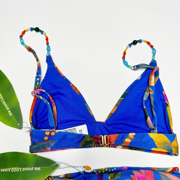 Farm Rio Macaw Tropical Print Beaded Bikini Set Size Small Top & Medium Bottom - Picture 11 of 16